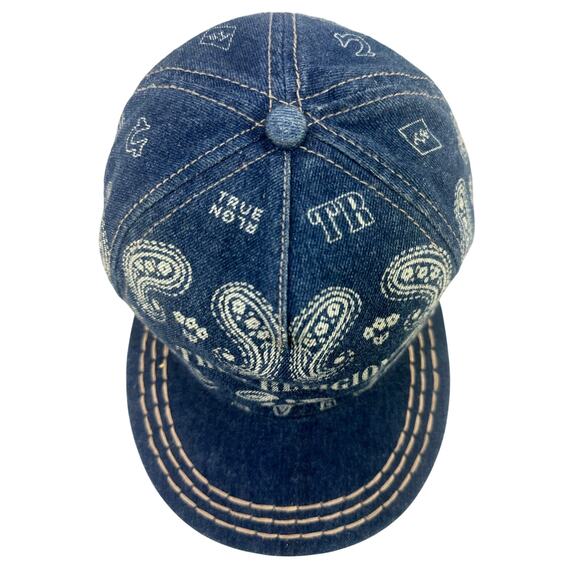 True Religion Blue Paisley Denim Hat Adjustable Strapback Hat - Picture 3 of 7